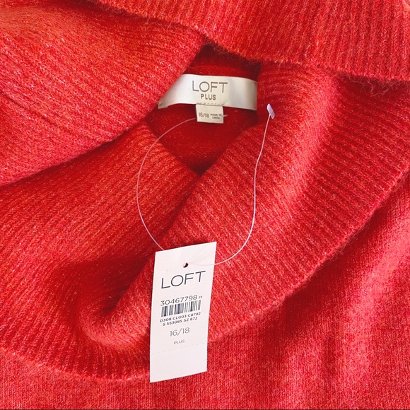 LOFT | Plus Cowl Neck Tunic Sweater Tamale Red New 16/18 20/22 24/26 Christmas - Picture 10 of 13